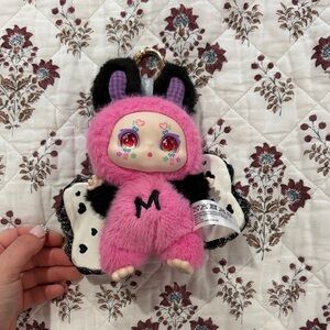 Target Pink and Black Plush Bunny Bag Charm